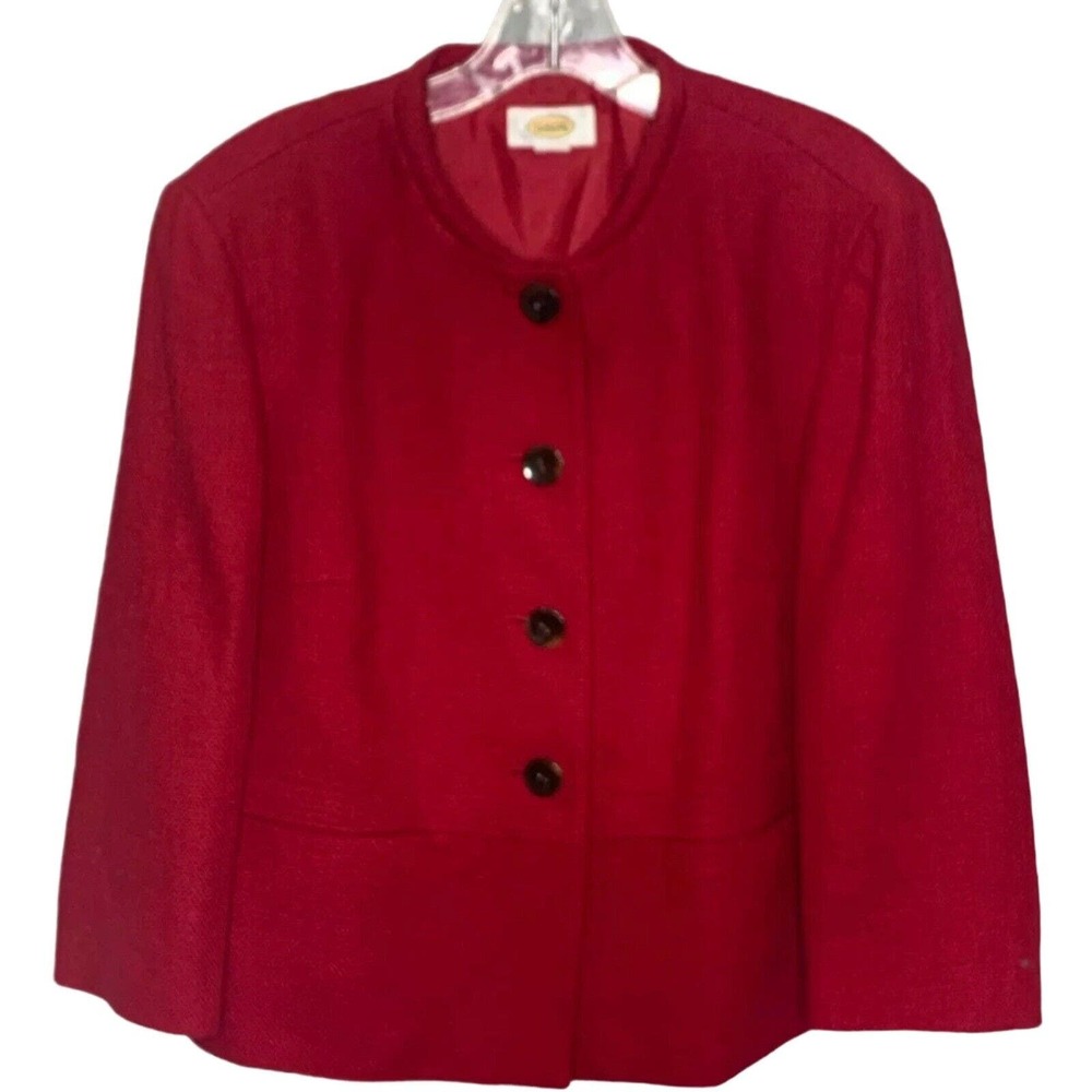 Talbots Women's Jacket Blazer M Career Work Tortoise Buttons Red‎ Vintage